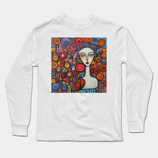 Woman with flowers Long Sleeve T-Shirt by Colin-Bentham